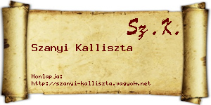 Szanyi Kalliszta névjegykártya